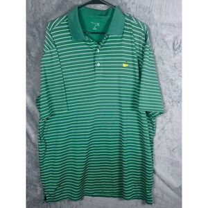 Masters Tech Augusta National Golf Men's Polo Shirt Green Striped Size XL